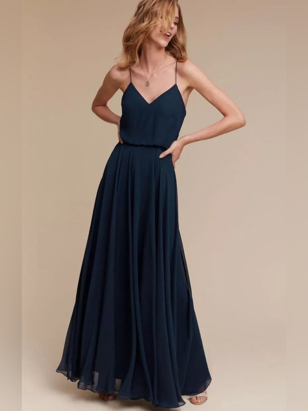 Jenny Yoo Navy Spaghetti-Strap Maxi Dress (6)
